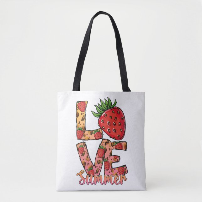 Love Sac fourre-tout aux fraises d'été | Bonjour s (Devant)