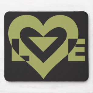 Love Sage Green on Black Mouse Pad