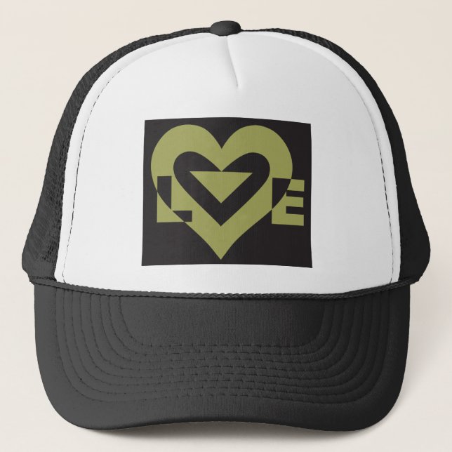 Love Sage Green on Black Trucker Hat (Front)
