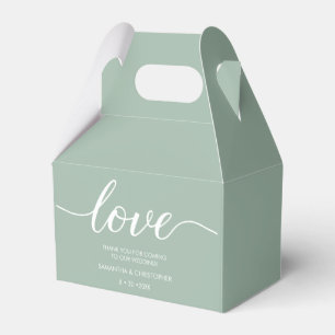 Love Sage Green Wedding Custom Names Thank you Fav Favor Box