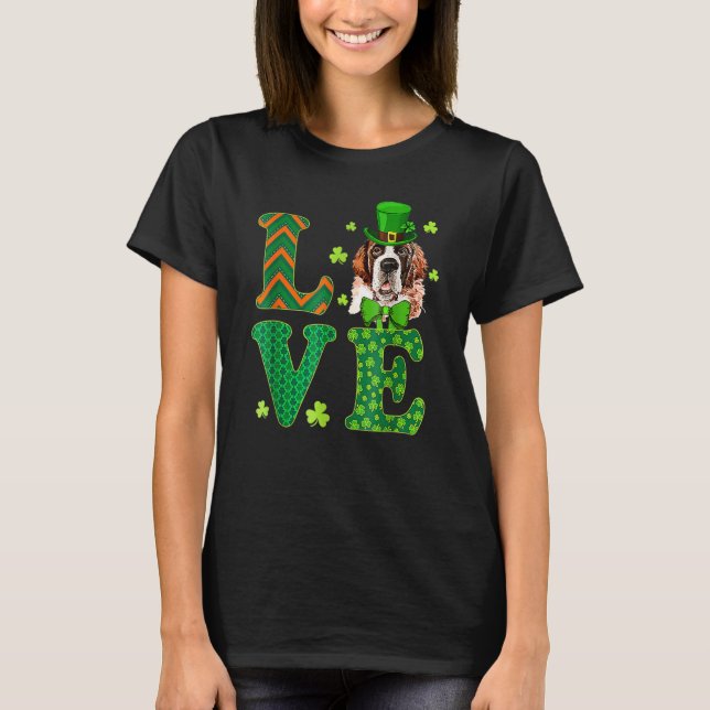 Love Saint Bernard Dog St Patricks Day T-Shirt (Front)