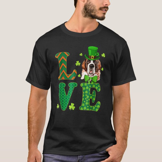Love Saint Bernard Dog St Patricks Day T-Shirt (Front)