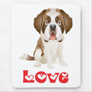 Love Saint Bernard Puppy Dog Mousepad