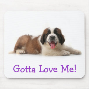Love Saint Bernard Puppy Dog Mousepad