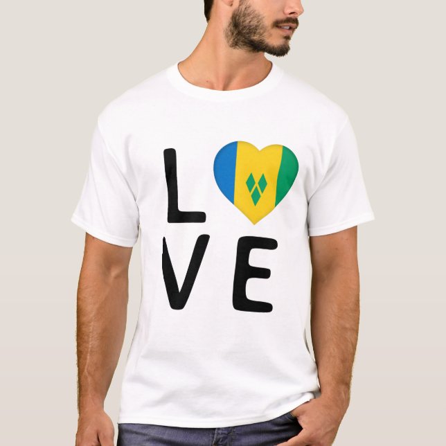 Love - Saint Vincent and the Grenadines Flag T-Shirt (Front)