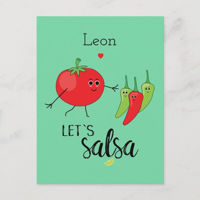 Love Salsa Dancing Humourous Cute Food Quote Postcard (Front)