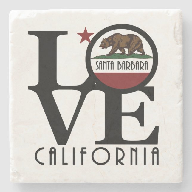 LOVE Santa Barbara California Stone Coaster (Front)