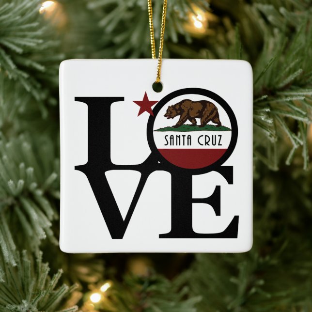 LOVE Santa Cruz California Ceramic Ornament (Tree)