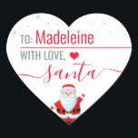 "Love, Santa" Cute Personalized Christmas Gift Heart Sticker<br><div class="desc">A personalized and cute "Love,  Santa" sticker to attach to your Christmas gifts! Change the name for a customized Christmas gift from Santa!</div>