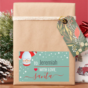 "Love, Santa" Sage Green Custom Holiday Gift Sticker