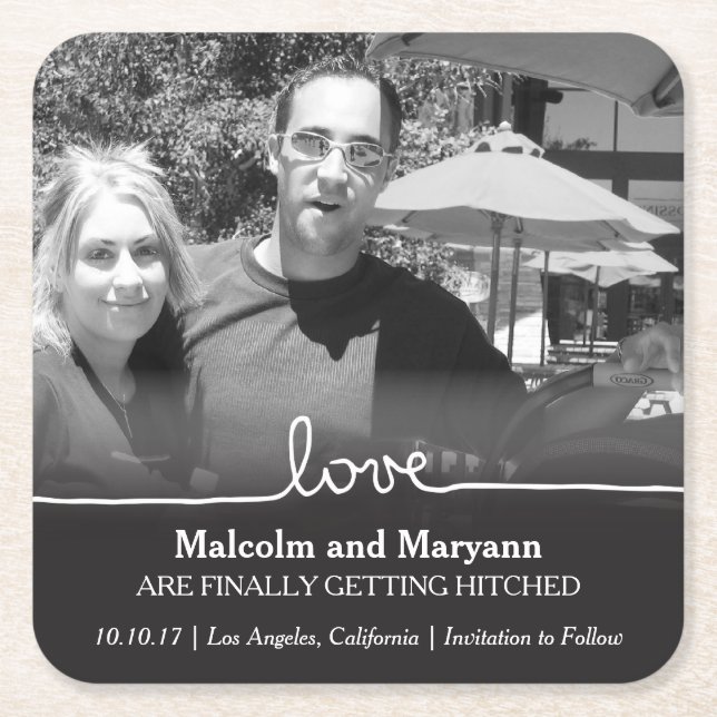Love Save the Date Photo Coaster (Front)