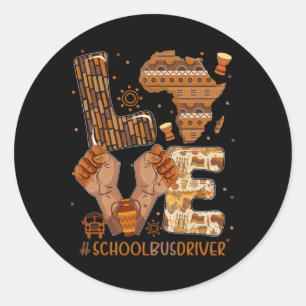 Love School Bus Driver Costume Afro Black History Classic Round Sticker