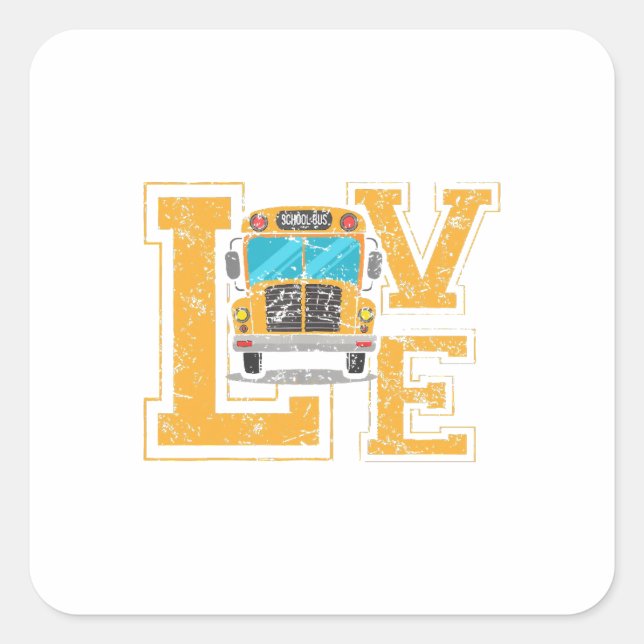 Love School Bus Driver TShirt For Men Women Bus Dr Square Sticker (Front)