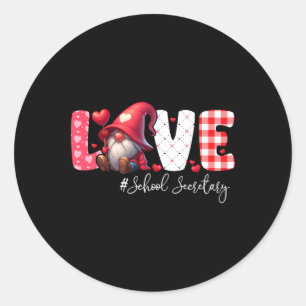 Love School Secretary Costume Gnome Valentine's Da Classic Round Sticker