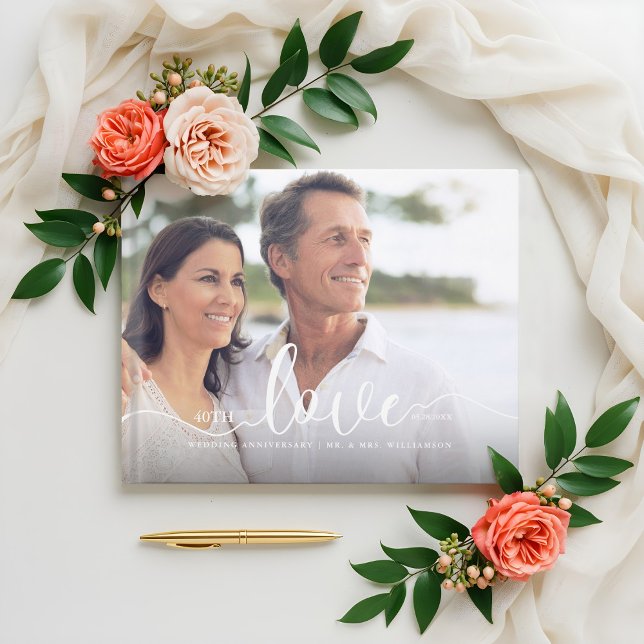 Love Script Anniversary Multiple Photo Collage Guest Book (Love Script Anniversary Multiple Photo Collage Guest Book)