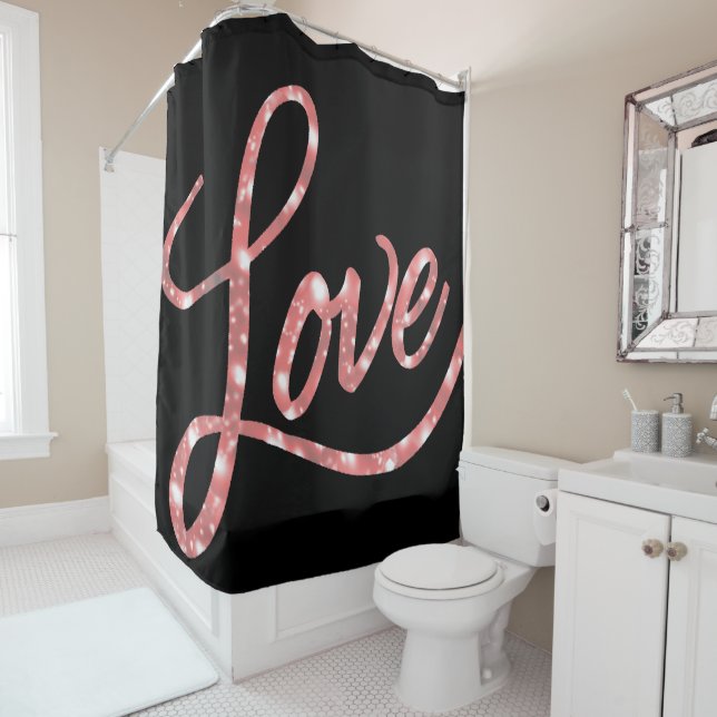 Love Script | Black and Pink Glitter Stars Sparkle (In Situ)