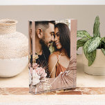 Love Script Boho Watercolor Floral Keepsake Arch Photo Block<br><div class="desc">A beautiful photo keepsake gift for the newlyweds. Beautifully designed modern bohemian watercolor tropical floral wedding photo featuring our hand-drawn boho botanical flowers and tropical greenery. Modern geometrical shapes paired with a beautiful modern boho colour palette create this elegant sophisticated wedding photo keepsake. "Love" script photo overplay, customize with the...</div>