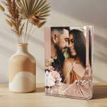 Love Script Boho Watercolor Floral Keepsake Arch Photo Block<br><div class="desc">A beautiful photo keepsake gift for the newlyweds. Beautifully designed modern bohemian watercolor tropical floral wedding photo featuring our hand-drawn boho botanical flowers and tropical greenery. Modern geometrical shapes paired with a beautiful modern boho colour palette create this elegant sophisticated wedding photo keepsake. "Love" script photo overplay, customize with the...</div>