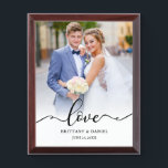 Love Script Bride Groom Wedding Photo Plaque<br><div class="desc">Love Elegant Script Bride Groom Wedding Photo</div>