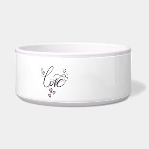 Love Script Ceramic Pet Bowl   Elegant Minimalist 