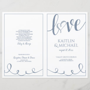 Love Script Coeur Programmes de mariage Dusty Blue