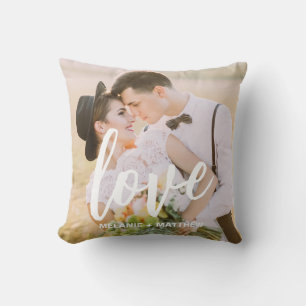 Love Script Elegant Modern Photo Throw Pillow