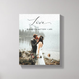 Love Script Handwritten Customized Wedding Photo Canvas Print