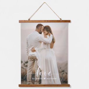 Love Script Handwritten Personalized Wedding Photo Hanging Tapestry
