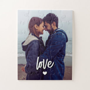 Love Script Modern Couple Photo Jigsaw Puzzle
