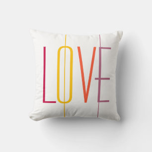 Love script modern striped multi colour typography throw pillow