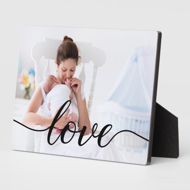Love Script New Mom Family Photo Custom Plaque (Side)