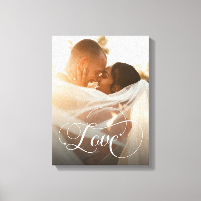 Love Script Newlywed Custom Photo  Canvas Print (Front)