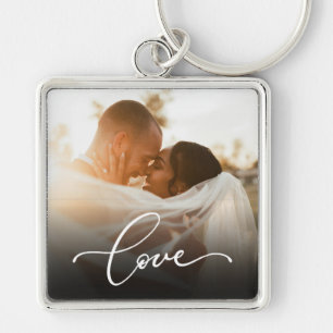Love Script Newlywed Custom Photo Keychain