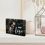 Love Script Overlay Couples Personalized Photo Block<br><div class="desc">Create a sweet keepsake of your wedding,  honeymoon or special moment with this beautiful custom acrylic block that's perfect for couples. Add a favourite horizontal photo,  with "love" aligned at the right in elegant white script lettering,  and your initials beneath.</div>