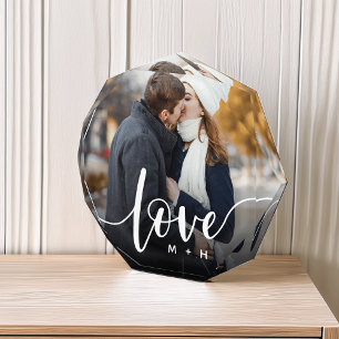 Love Script Overlay Couples Personalized Photo Block