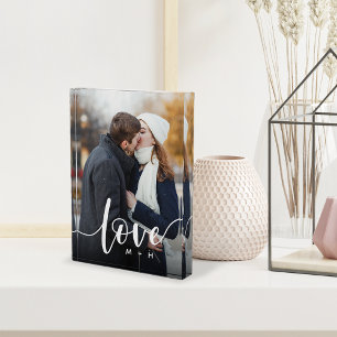 Love Script Overlay Couples Personalized Photo Block