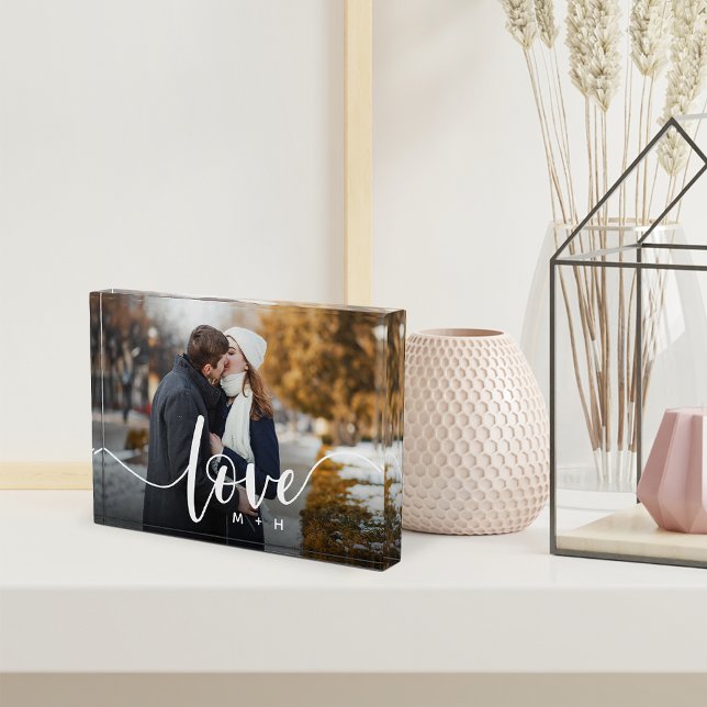 Love Script Overlay Couples Personalized Photo Block (Creator Uploaded)