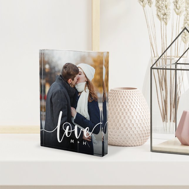 Love Script Overlay Couples Personalized Photo Block (Creator Uploaded)