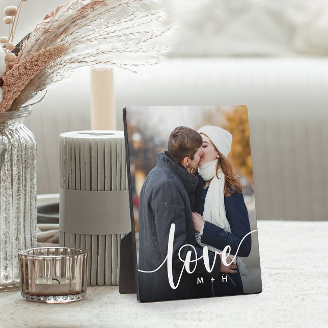 Love Script Overlay Couples Personalized Photo Plaque (Creator Uploaded)