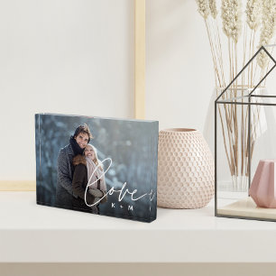 Love Script Overlay Personalized Couples Photo Block