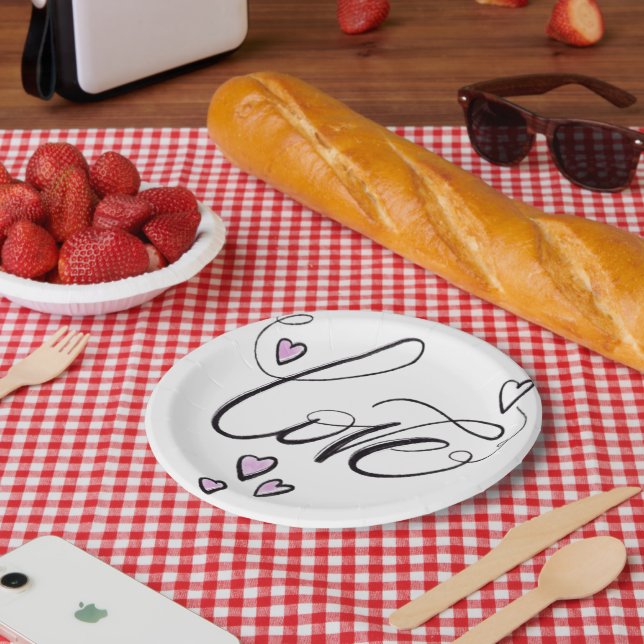 Love Script Party Plates | Romantic Garden Picnic  (Picnic)