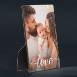 Love Script Personalized Family Photo Plaque<br><div class="desc">Using a beautiful and modern script for the word "Love",  this family love photo can be easily personalized with your own favourite family photo. An elegant photo plaque easel to be cherished and displayed,  a modern photo frame option.</div>