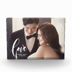 Love Script personalized wedding photo Block