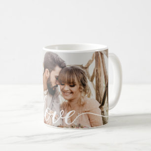 Love Script Personalized Wedding Photo Coffee Mug
