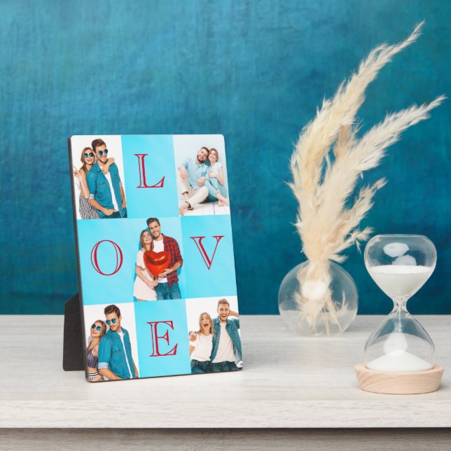 Love Script Personnalisé Couple Photos Plaque (Côté)
