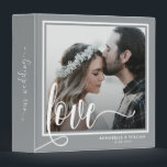 Love Script Photo Wedding Album Binder<br><div class="desc">Modern,  trendy love photo wedding photo binder. Design features single photo of the newlyweds and calligraphy script love on a grey background.</div>