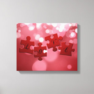 Love Script Puzzle Pieces Canvas Print