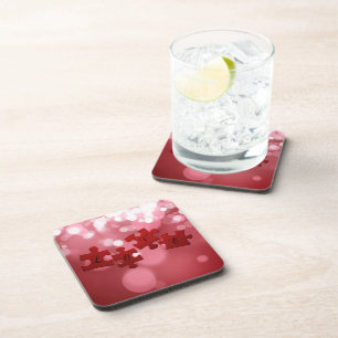 Love Script Puzzle Pieces Coaster