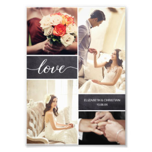 Love Script Rustic Mariage Photo Collage