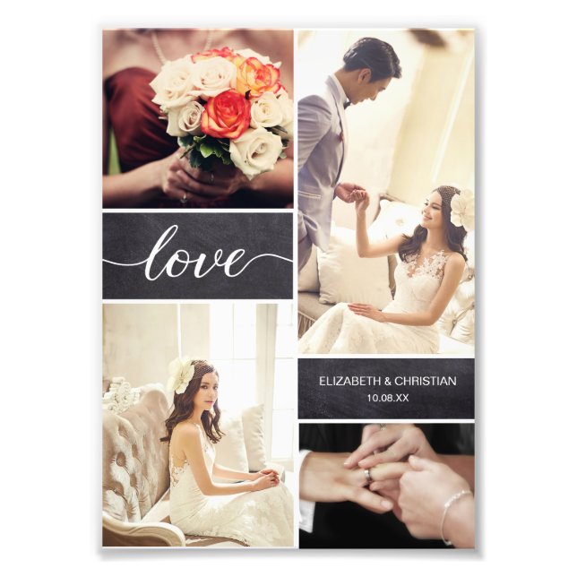 Love Script Rustic Mariage Photo Collage (Devant)